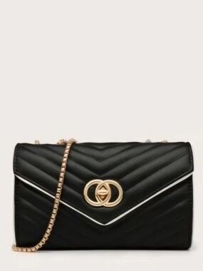 5️⃣ for 2️⃣5️⃣ | Chevron Crossbody Chainlink Bag With Gold Logo Clasp